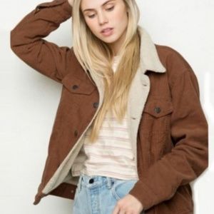 Brown faux fur denim style jacket